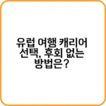 유럽 여행 캐리어 크기 비교